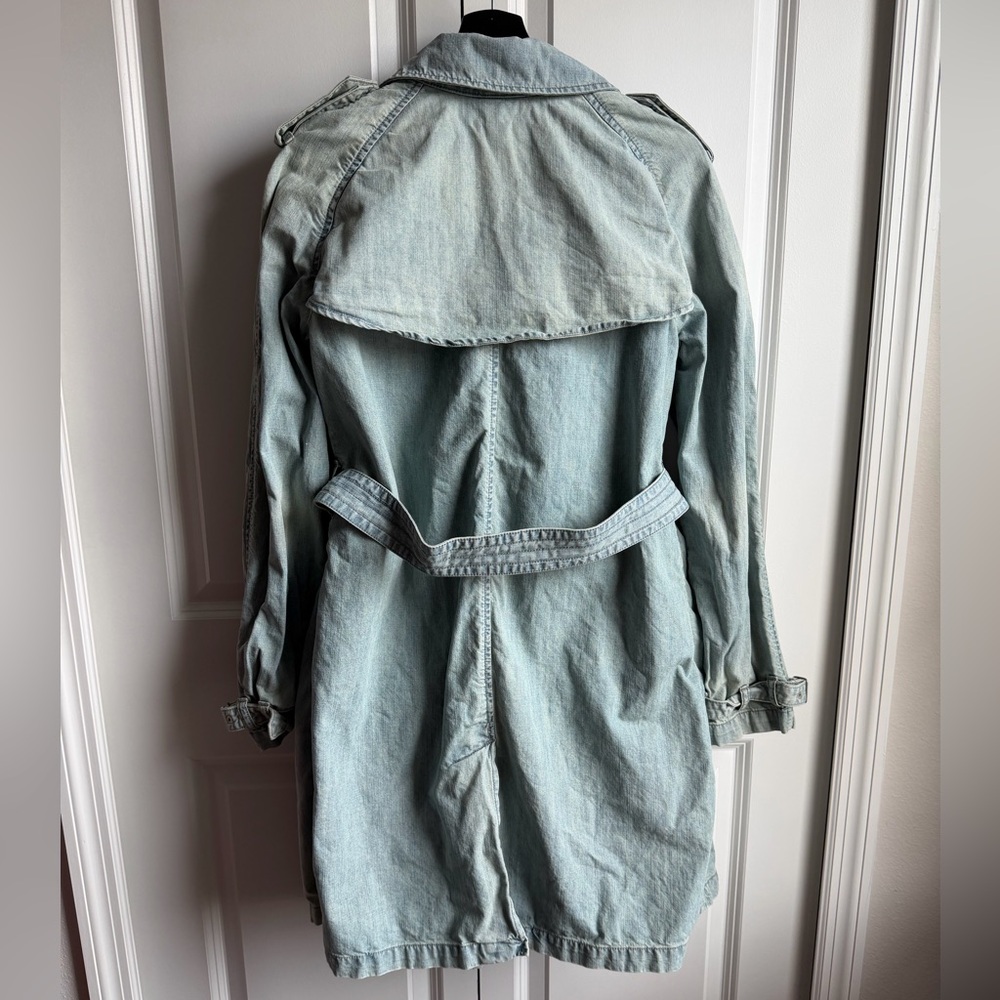 Ralph Lauren Polo Jeans Co. Belted Light Wash Trench Coat Size Medium - Picture 2 of 16